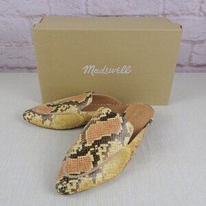 New Madewell Frances Snake Embossed Mules Flats 7